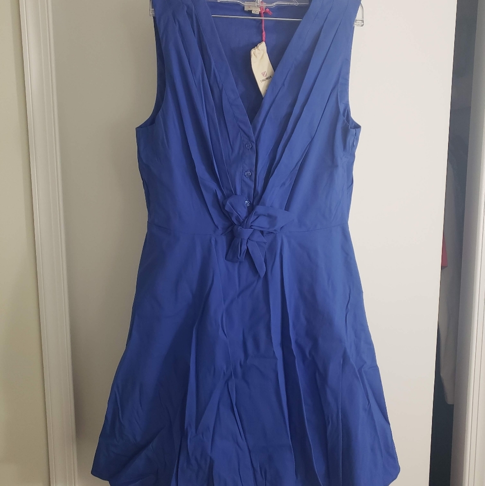 Cremieux Blue Tie-Front Fit & Flare Shirt Dress